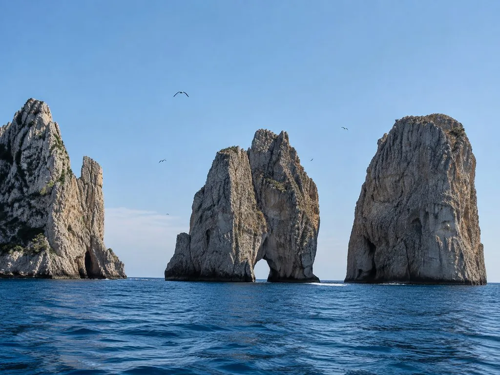 I Faraglioni di Capri, con l'arco nella formazione centrale